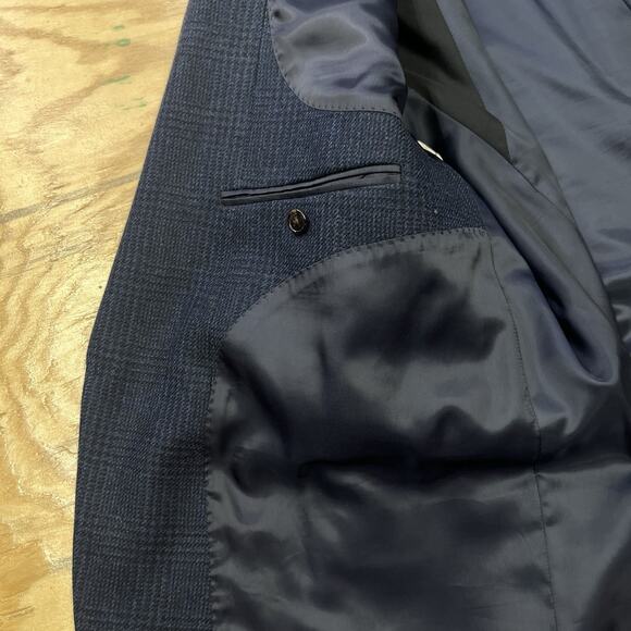 Lauren Ralph Lauren Windowpane Plaid Wool Sport Coat Blazer Men’s 50L Blue - Picture 7 of 16